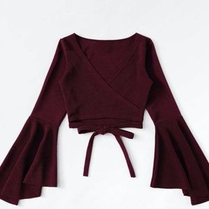 SHEIN Front tie crop top